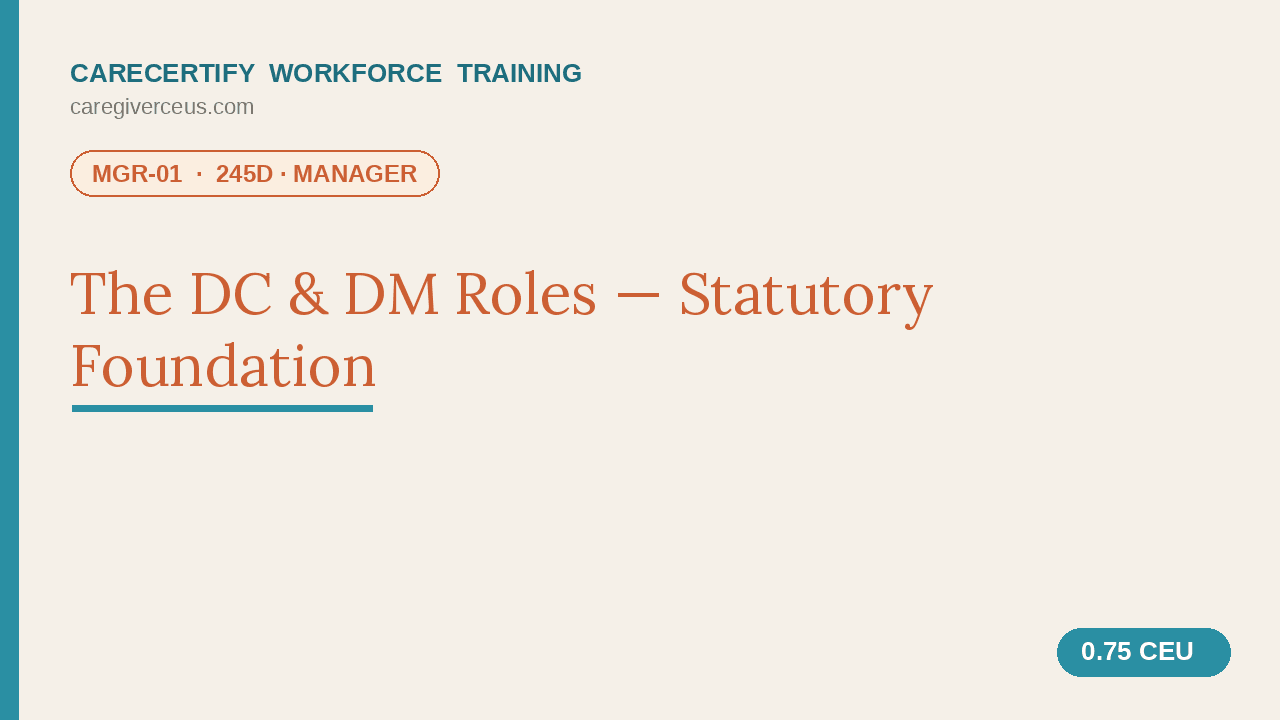 245D Manager Training Course - CareCertify
