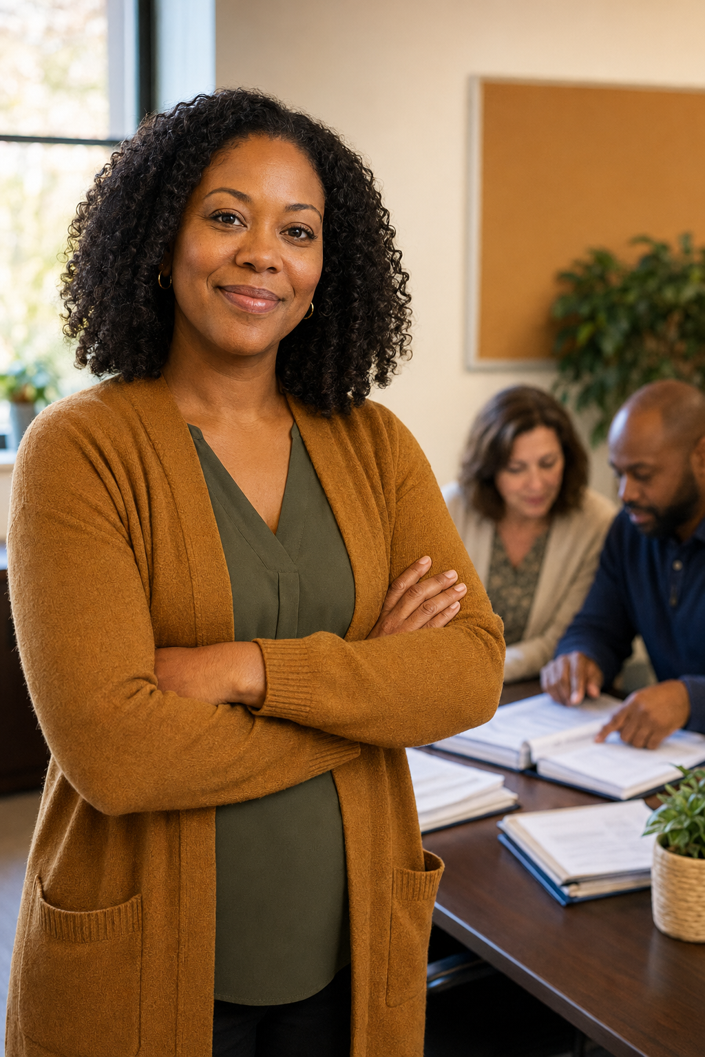 A confident 245D designated coordinator with her team in a Minnesota agency office