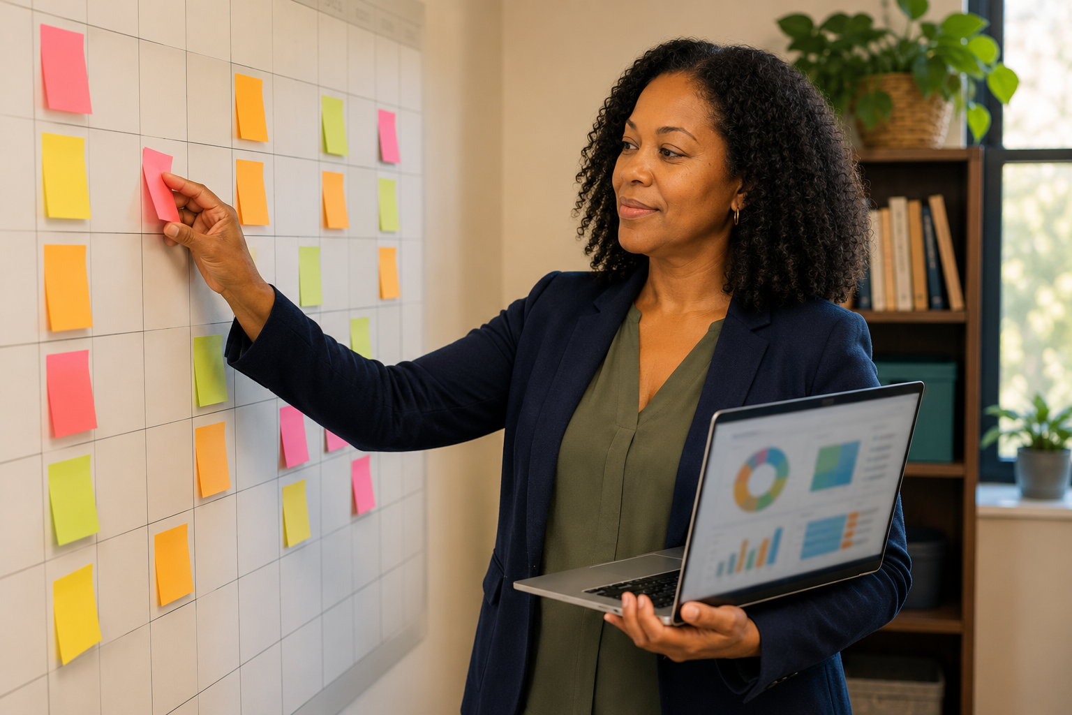 A designated manager reviewing a compliance calendar and dashboard
